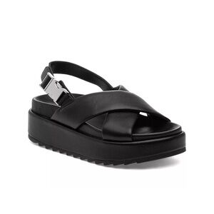 NWT J/SLIDES SEVY Black Leather Sandal